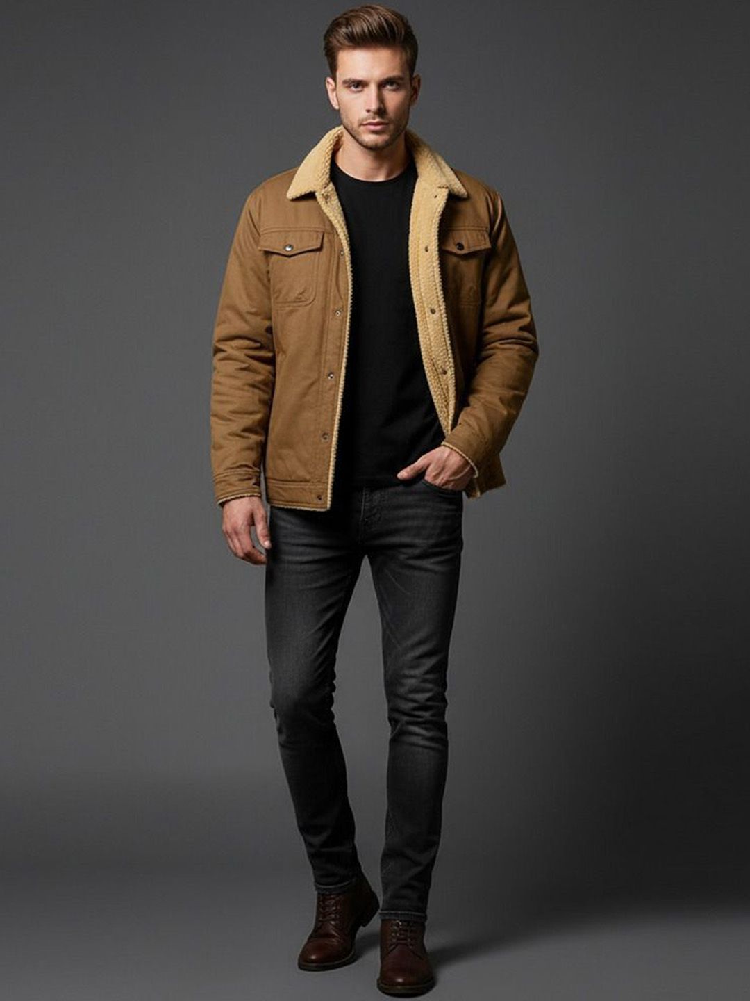 Mast & Harbour Men Spread Collar Solid Open Front Jacket
