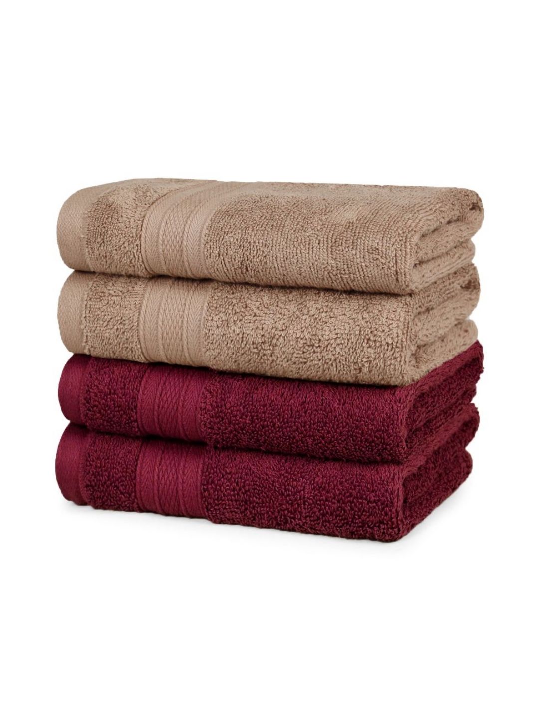 MYTRIDENT MYTRIDENT 4 Pieces Brown & Maroon Ultra-Soft Super Absorbent Pure Cotton Hand Towels