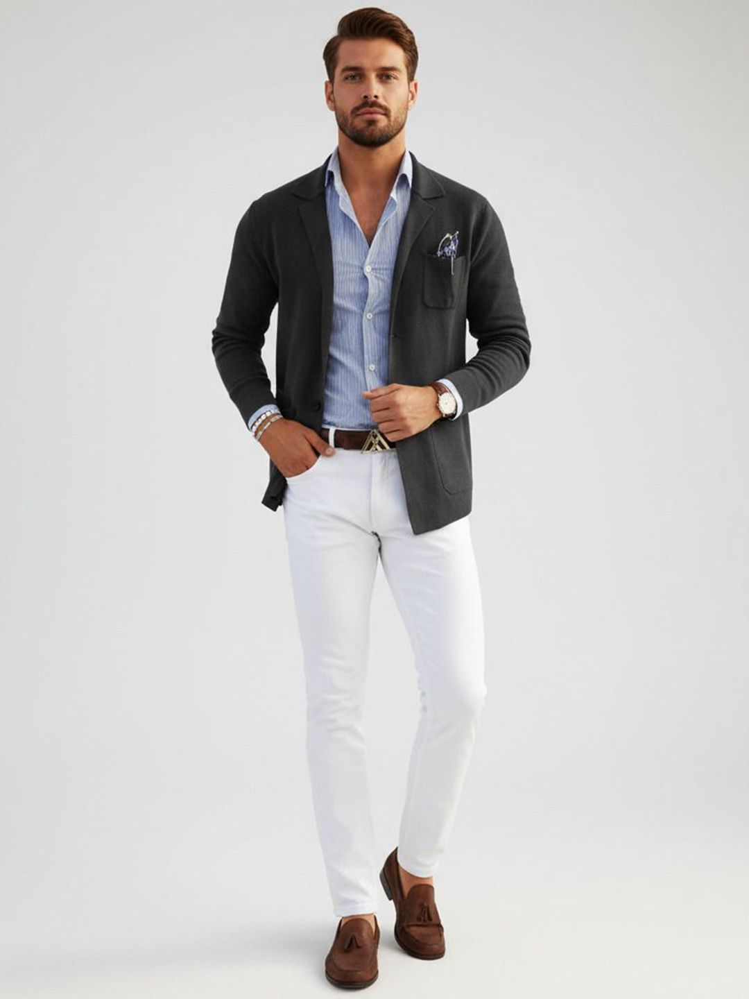 INVICTUS Men Solid Lapel Collar Tailored Jacket