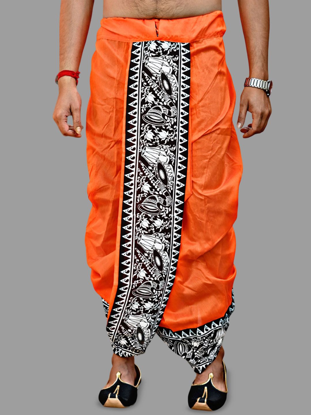 M Mahalaxmi Creation Men Printed Art Silk Dhoti