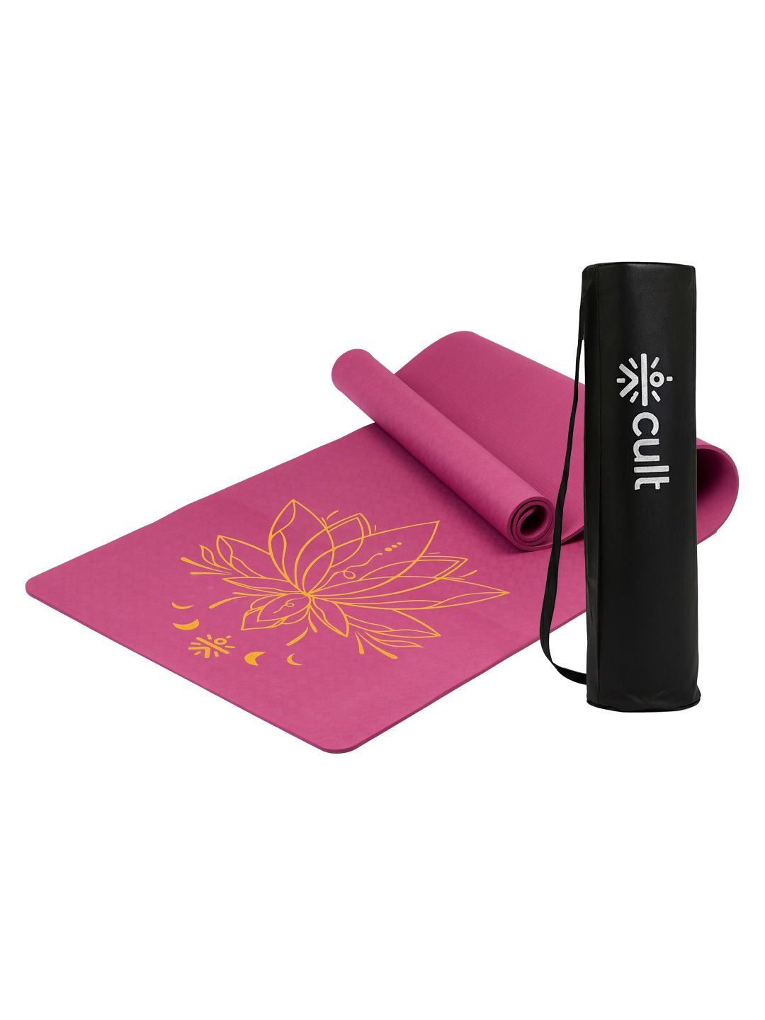 CULT CULT TPE 6mm with Bag & Strap Yoga Mat Purple Lotus Print