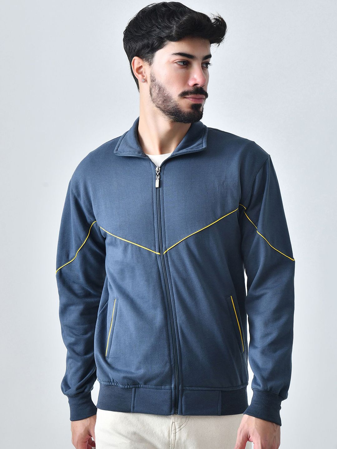 BAESD Men Mock Collar Solid Lightweight Bomber Jacket