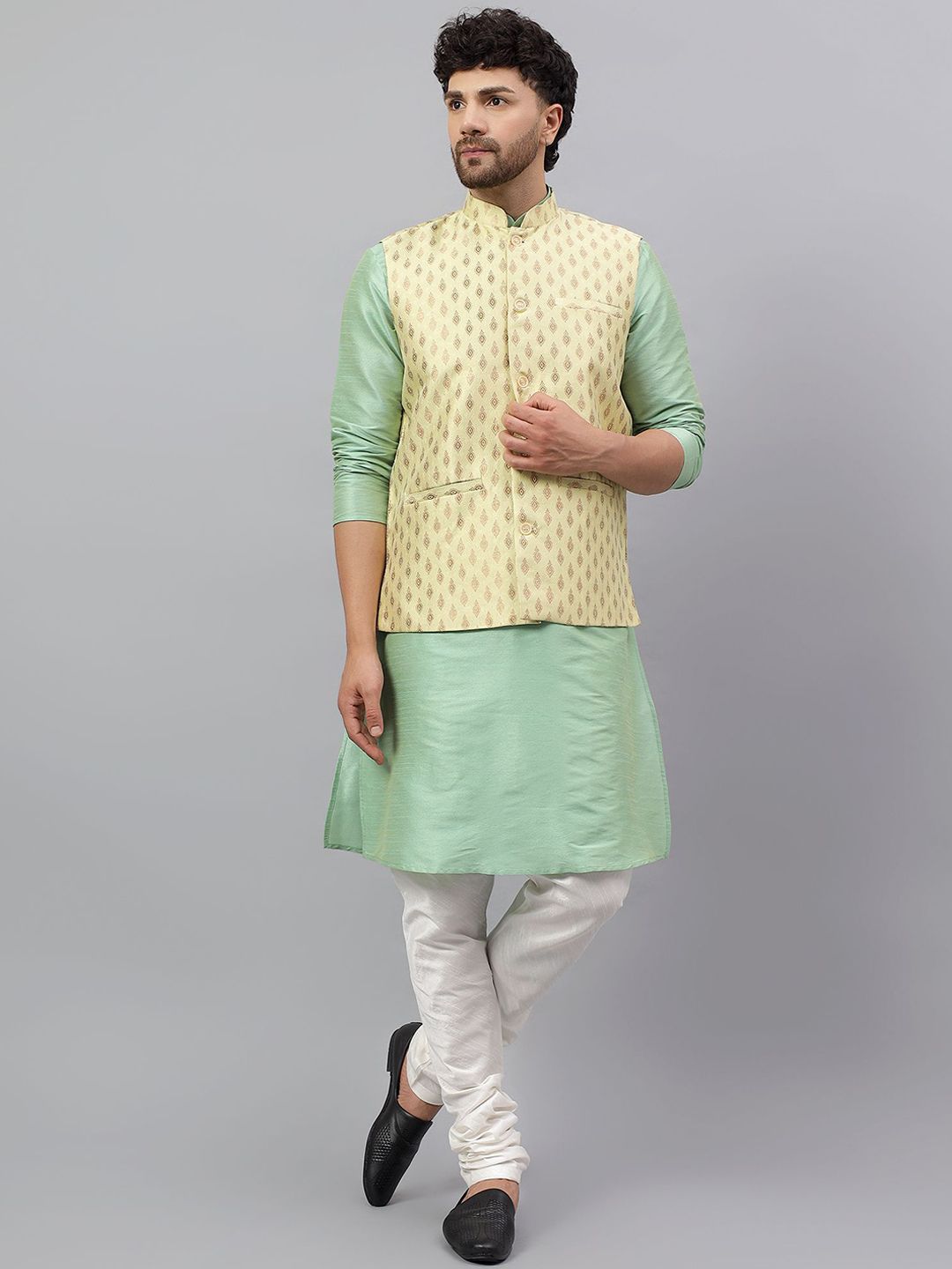 Latest Chikan Garments Men Ethnic Motifs Woven Design Nehru Jackets