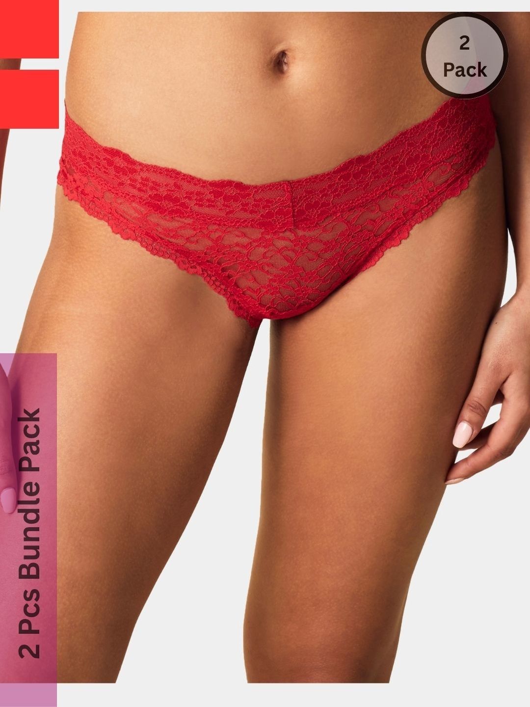 BE IN LOVE Pack Of 2 Self Design Low-Rise Thongs Briefs