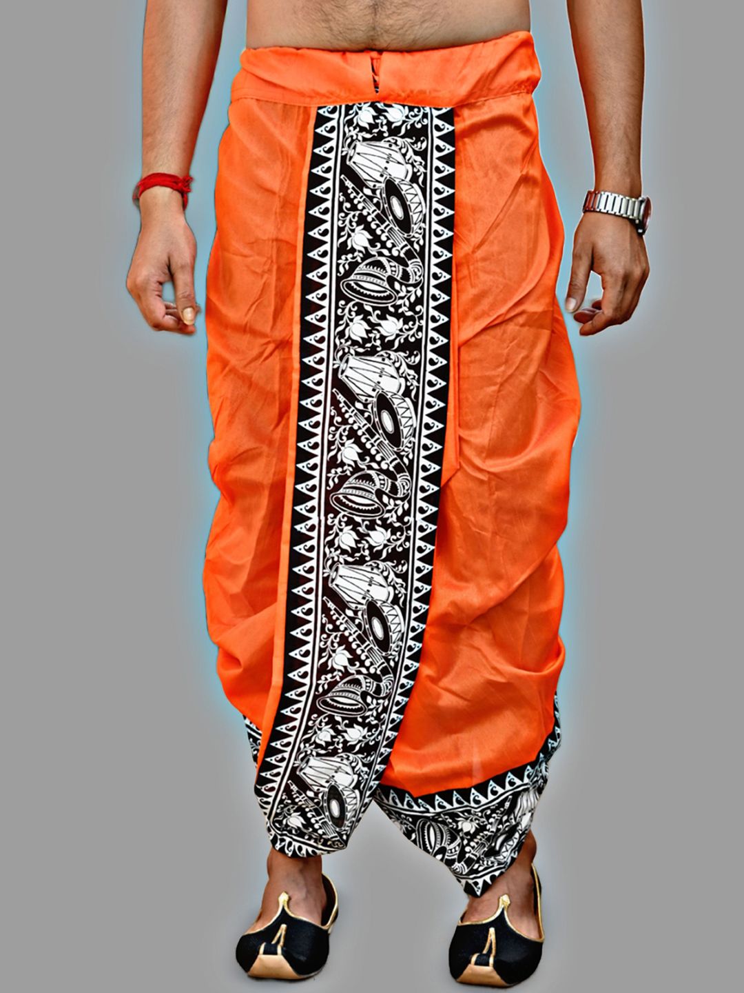 Looknest Men Printed Art Silk Dhoti