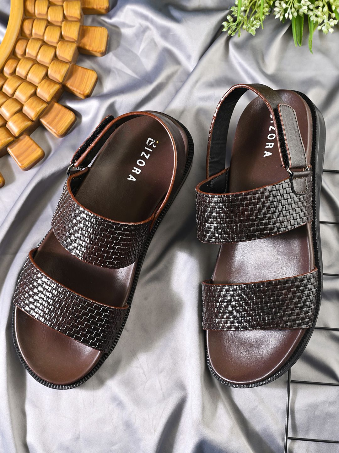 BIZORA Men Open Toe Slip On Sandals