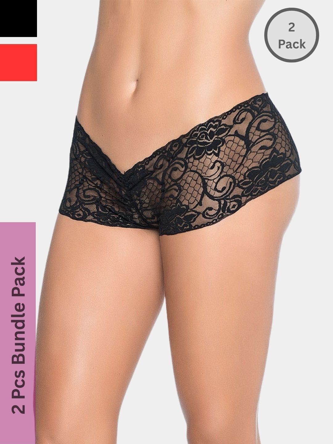 BE IN LOVE Women Pack Of 2 Low-Rise Hipster Briefs