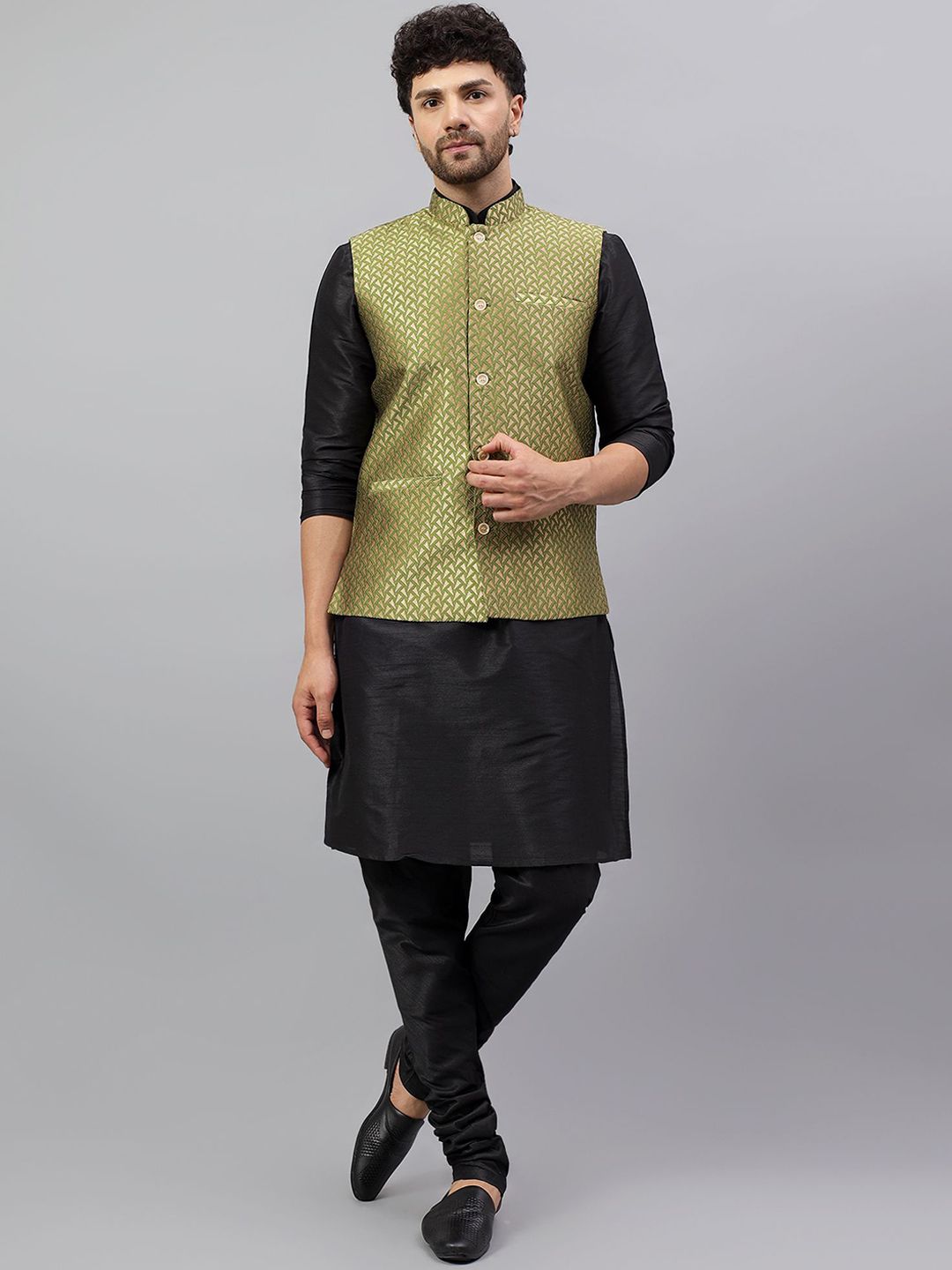 Latest Chikan Garments Men Woven Design Nehru Jackets