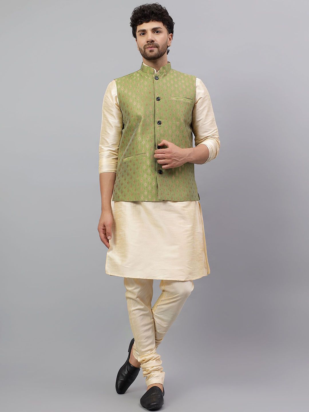 Latest Chikan Garments Men Ethnic Motifs Woven Design Nehru Jackets
