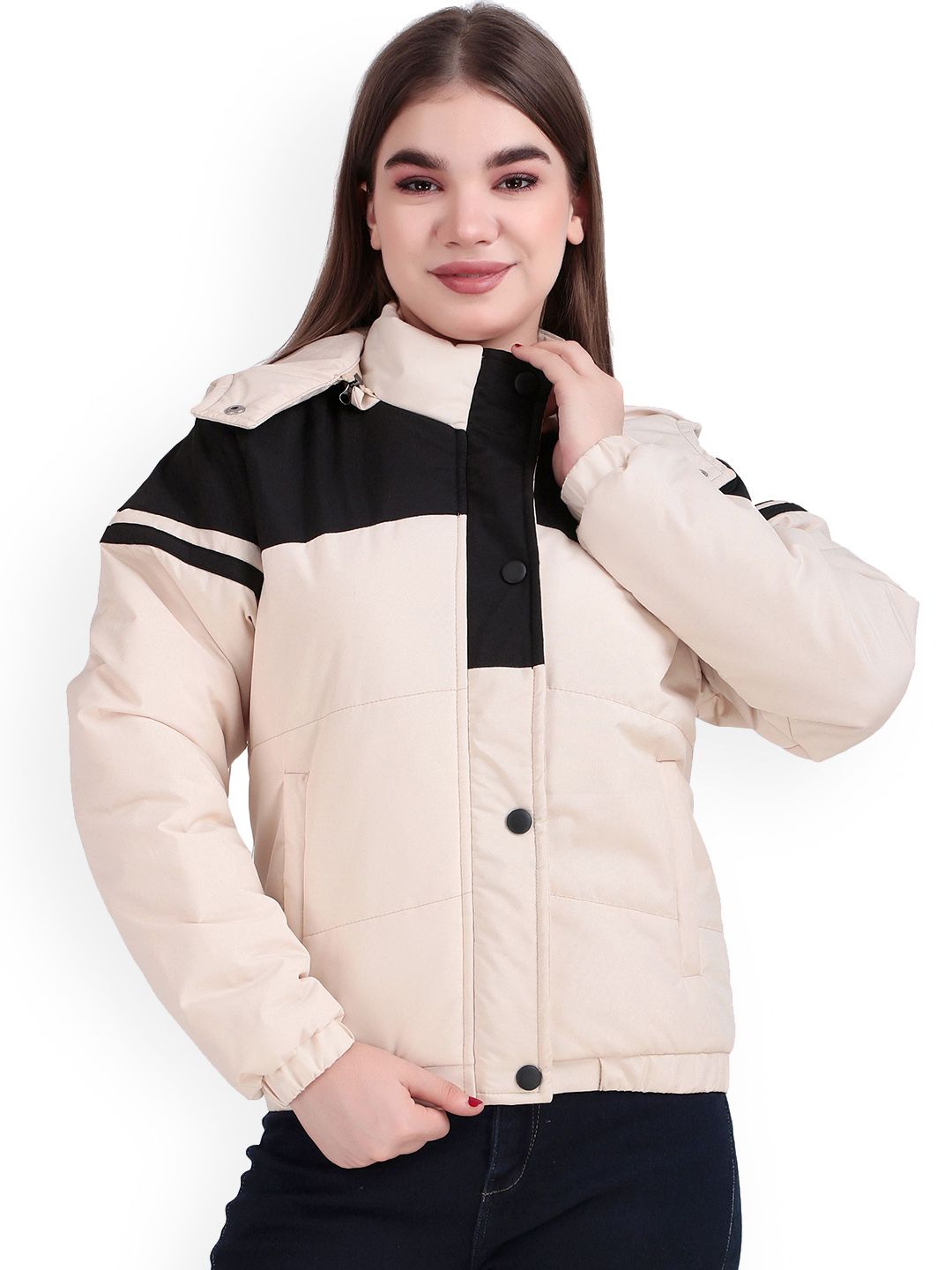 The Roadster Lifestyle Co. Colourblocked Hooded Padded Jacket