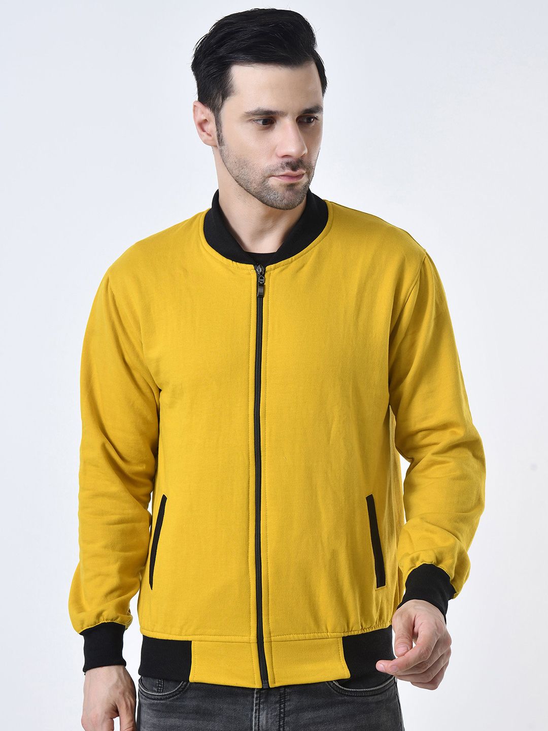 BAESD Men Stand Collar Solid Lightweight Bomber Jacket