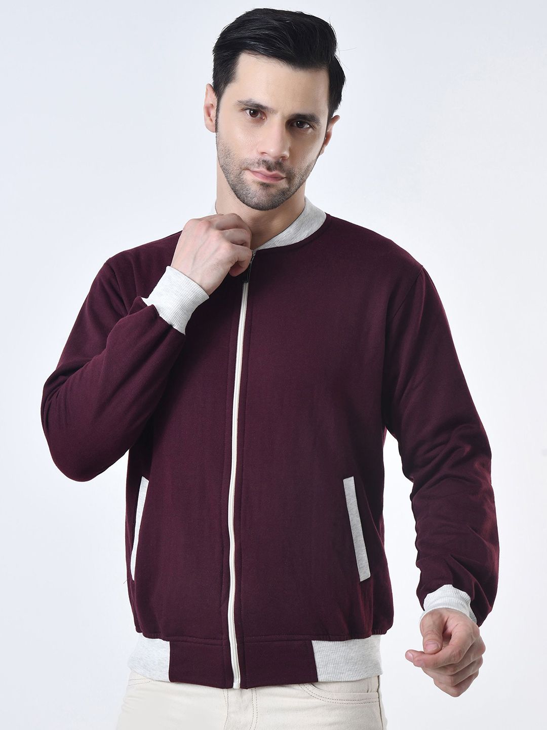 BAESD Men Stand Collar Solid Lightweight Bomber Jacket
