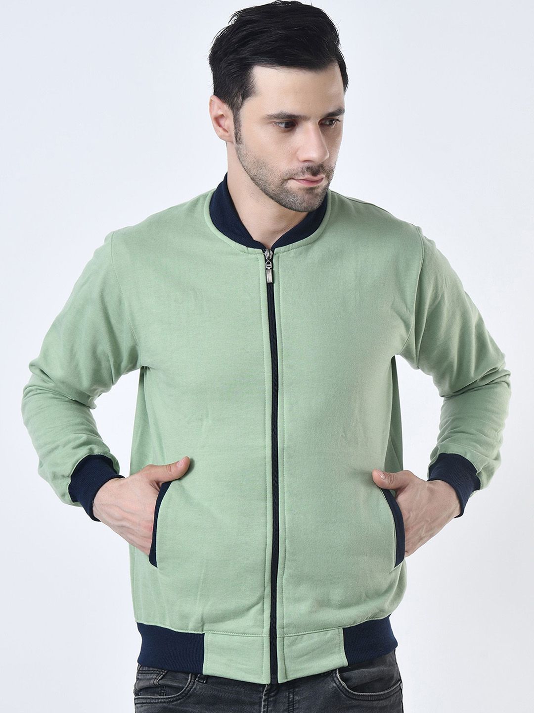 BAESD Men Stand Collar Solid Lightweight Bomber Jacket