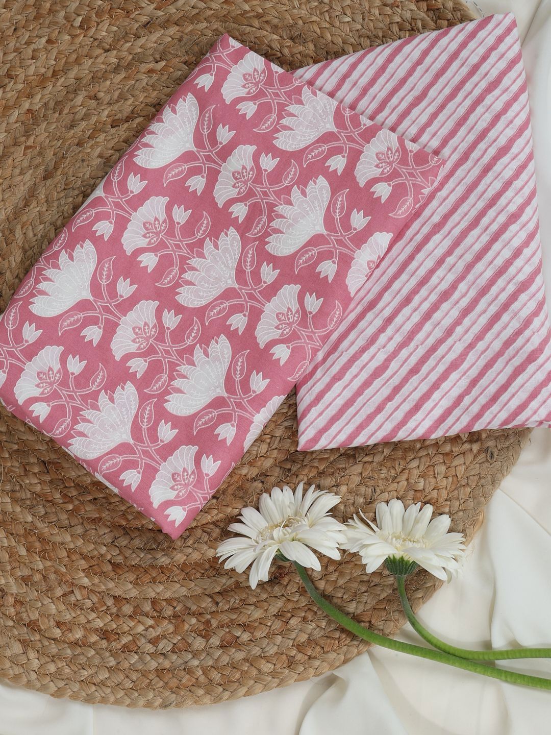 SALWAR STUDIO Floral Printed Pure Cotton Unstitched Dress Material