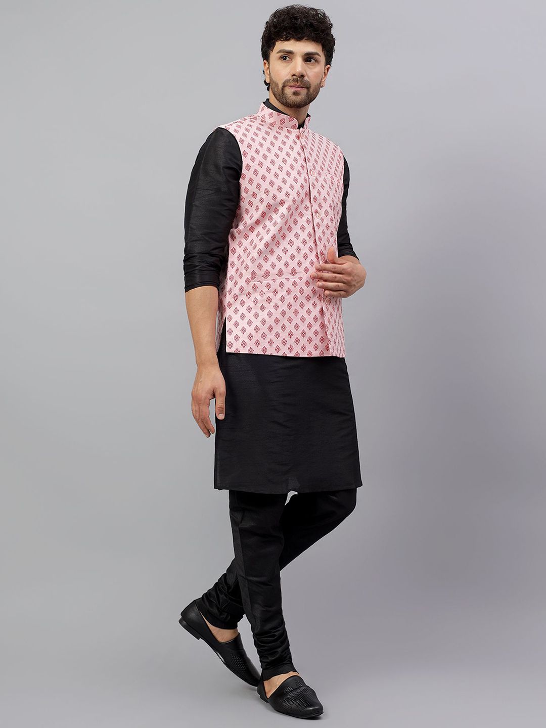 Latest Chikan Garments Ethnic Motifs Printed Woven Nehru Jackets