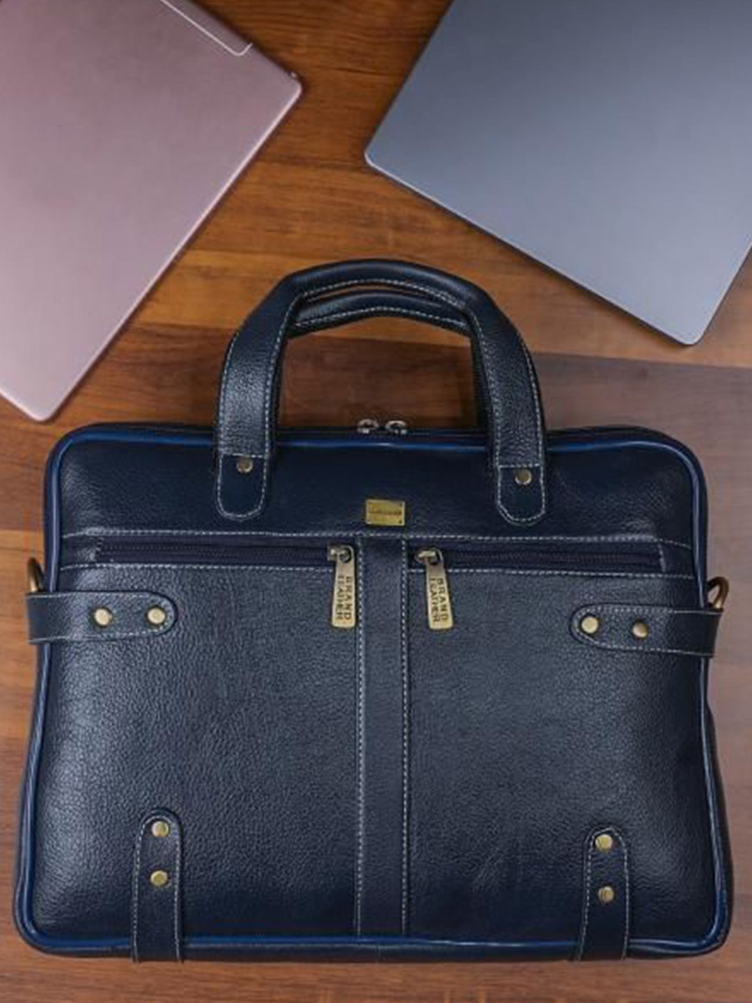 BRAND LEATHER Genuine Leather Laptop Bag