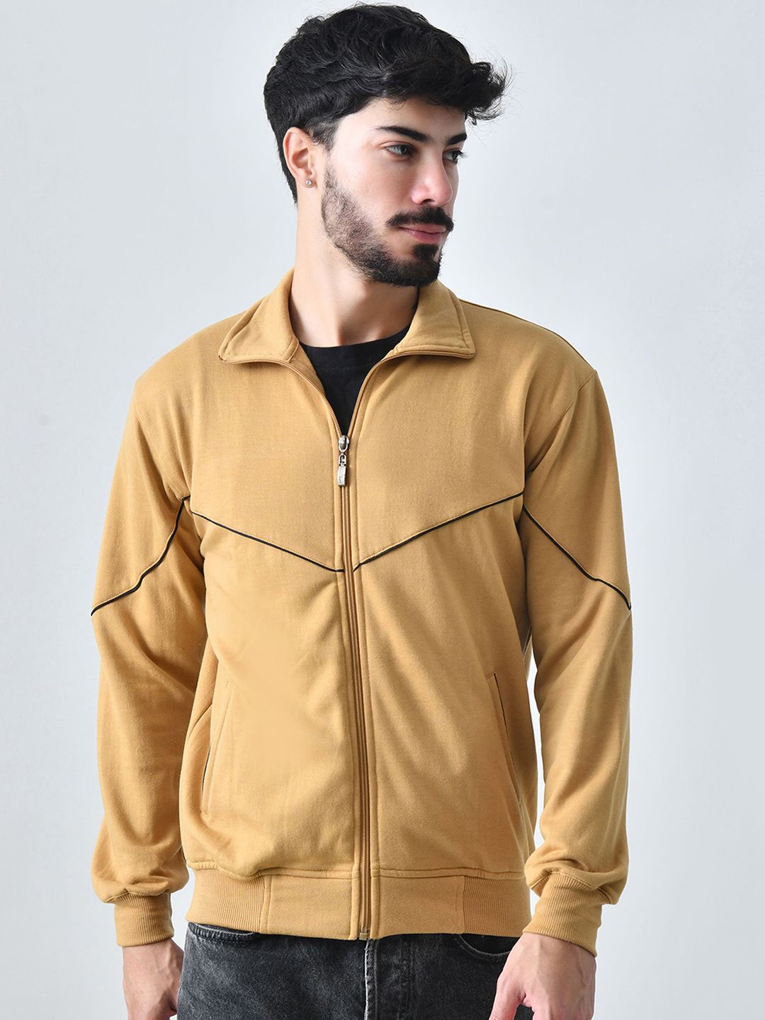 BAESD Men Mock Collar Solid Lightweight Bomber Jacket