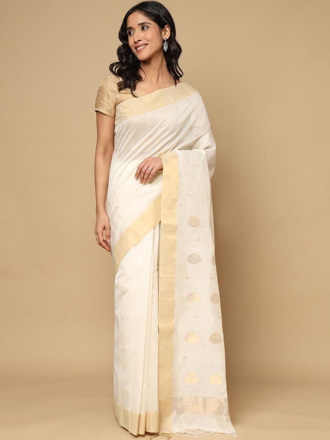 Fabindia Fabindia Woven Design Zari Chanderi Saree