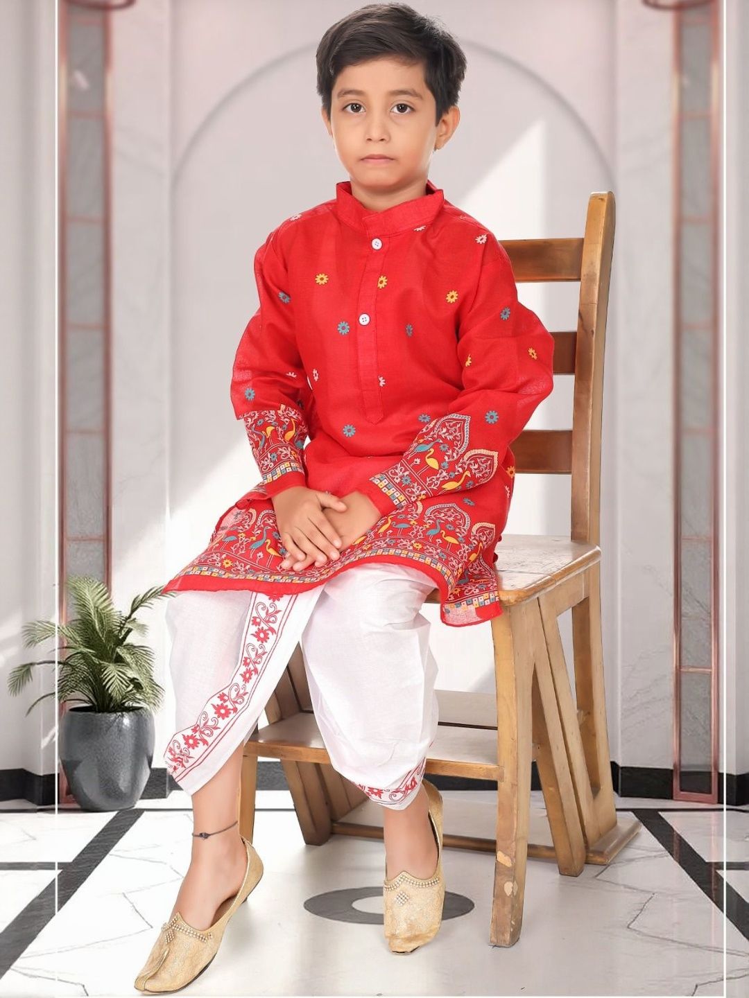 NEW GEN Boys Ethnic Motifs Printed Regular Kurta with Dhoti Pants