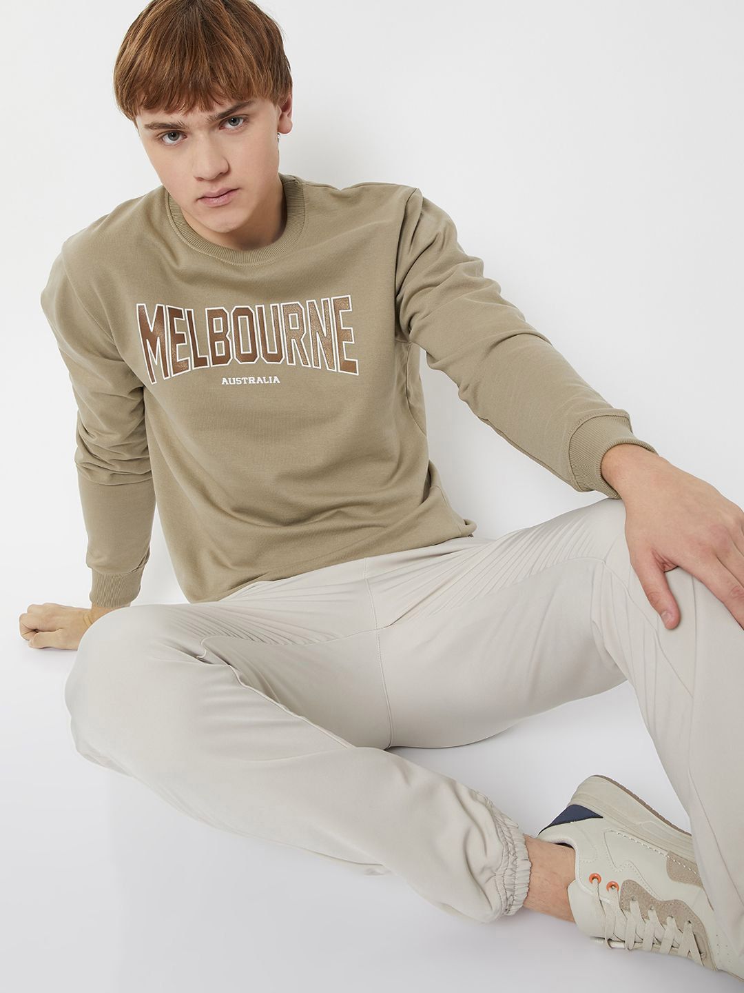 max Men Typography Printed Round Neck Sweatshirt