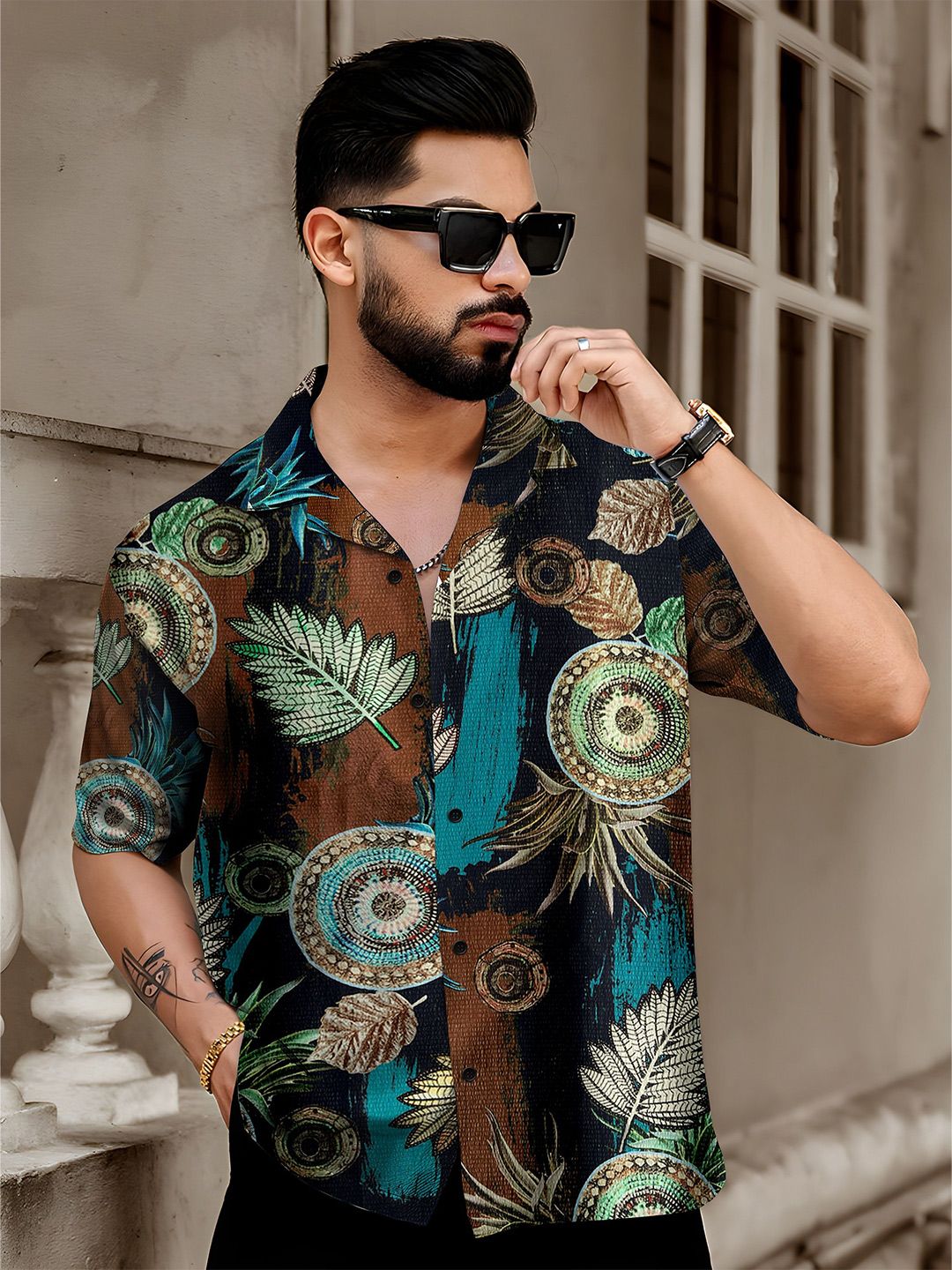 RAHI TRENDZ Men's Regular Fit Floral Printed Casual Shirt