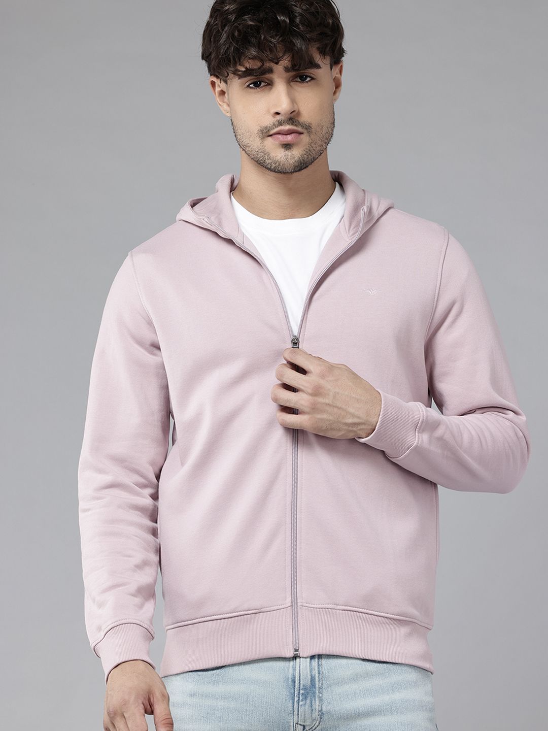 Park Avenue Park Avenue Solid Hooded Front-Open Sweatshirt
