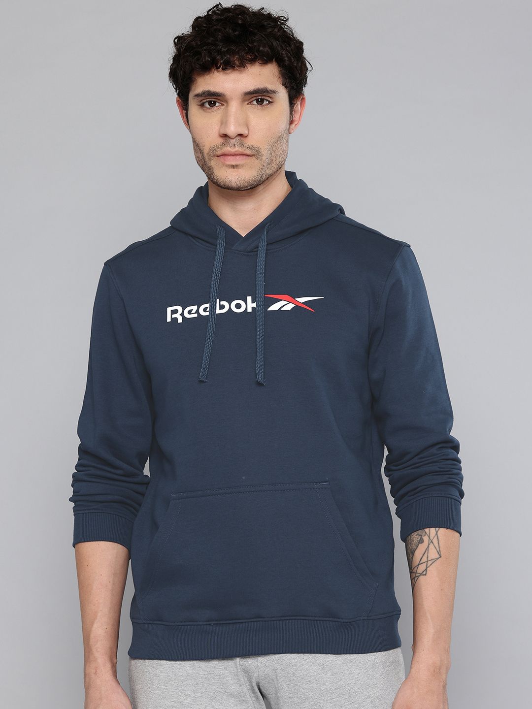 Reebok Brand Logo Print Hooded Sweatshirt
