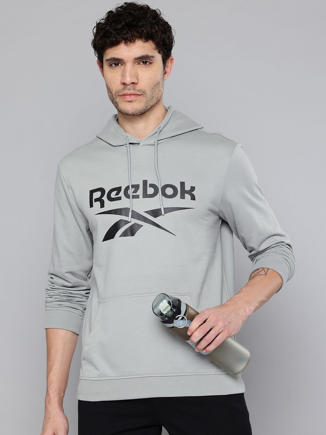 Reebok Men Cotton Sweatshirt for Casual and Daily Wear - Sportswear Hooded Sweatshirt