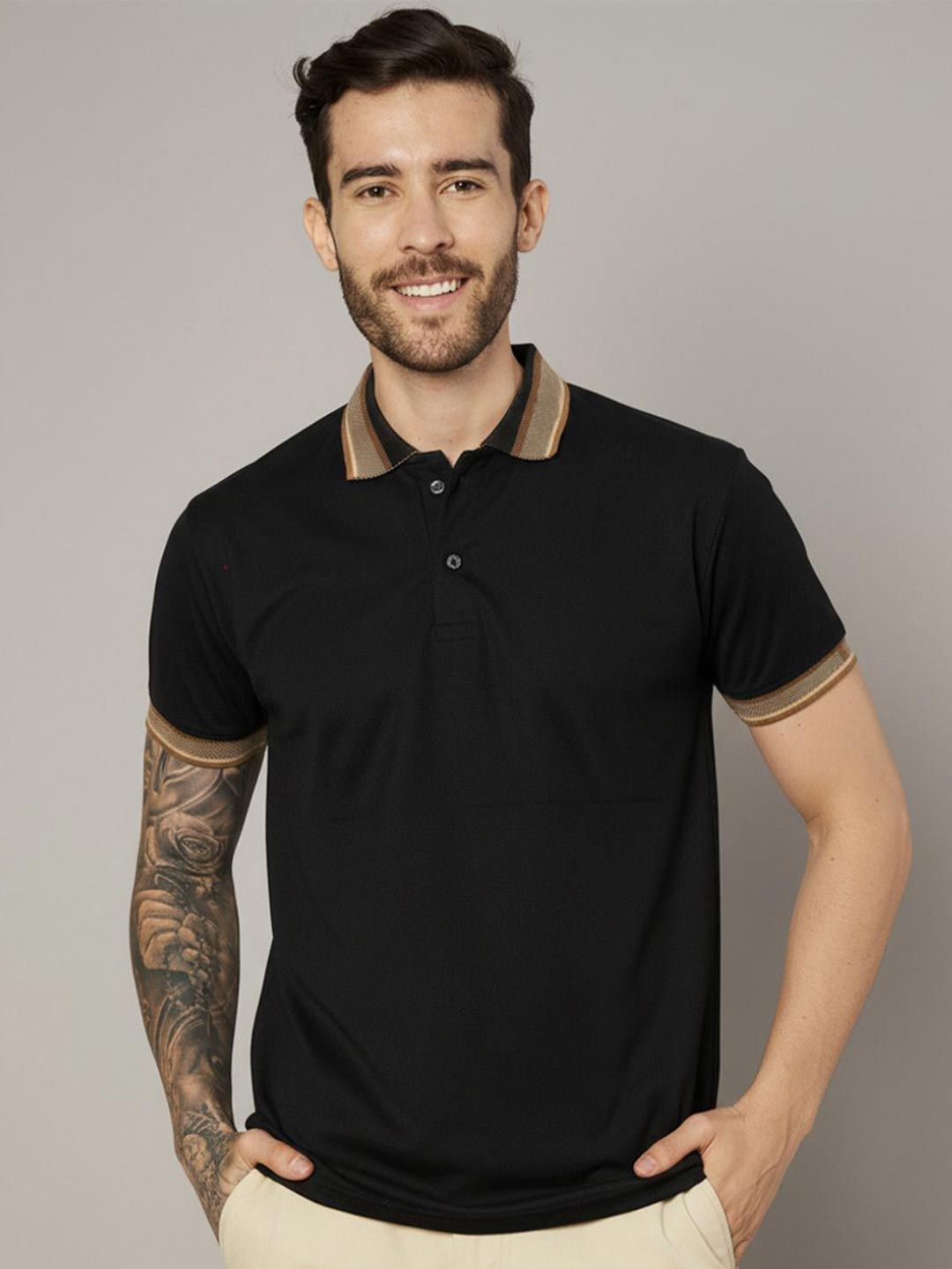 Leotude Polo Collar Cotton Regular Fit T-shirt
