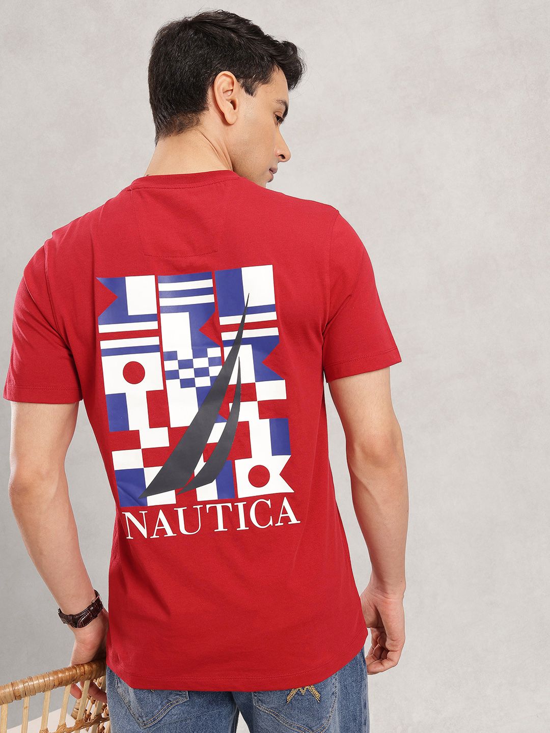 Nautica Graphic Printed Pure Cotton Casual T-shirt