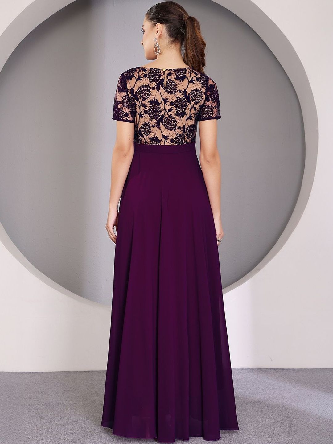 Buy Miss Chase Women Round Neck Half Sleeve Self Design Fit