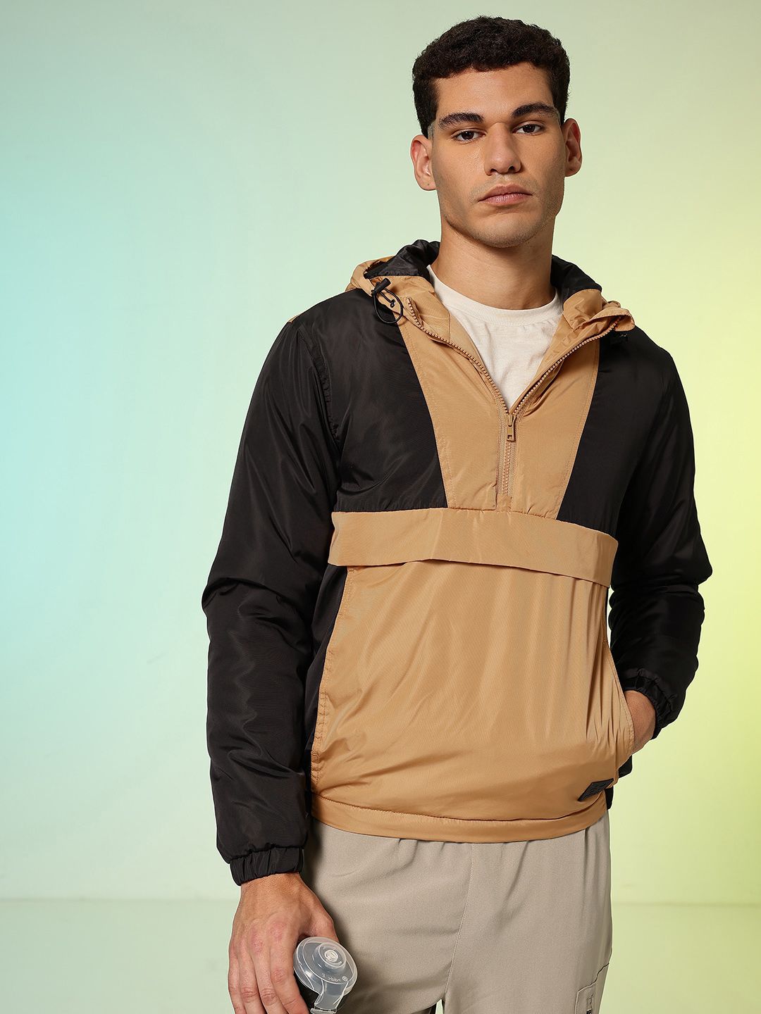 HRX by Hrithik Roshan Colourblocked Hooded Puffer Jacket