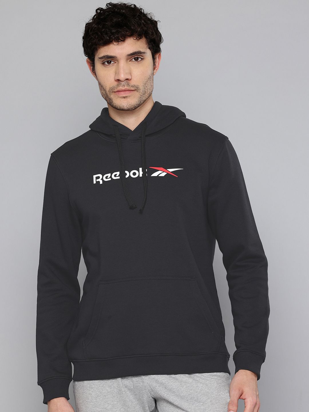 Reebok Brand Logo Print Hooded Sweatshirt