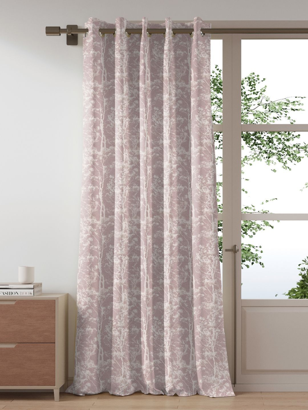 DDecor DDecor Purple & White Floral Printed Breathable Door Curtain