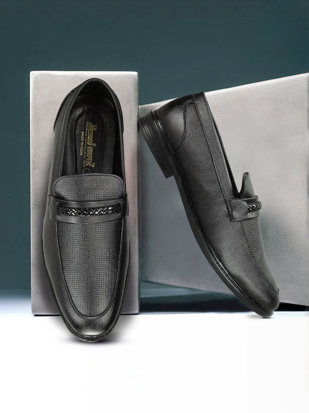 Paragon Men Textured Formal Slip-Ons