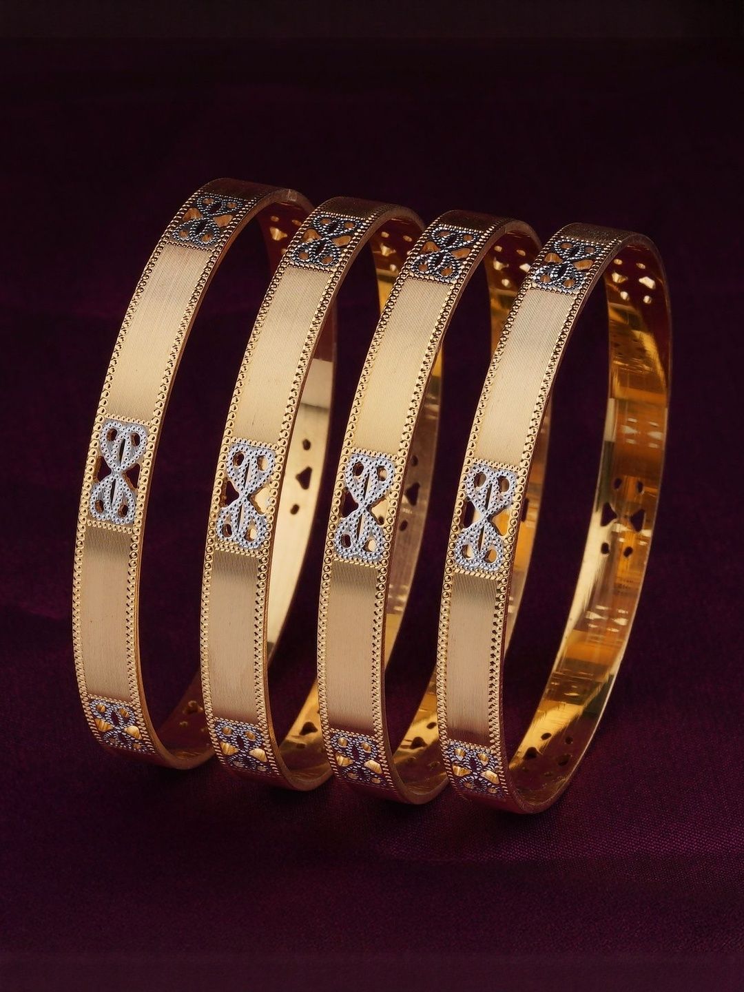 Buy Anouk Women Set Of 4 Brass Gold-Plated Bangles - Bangle for