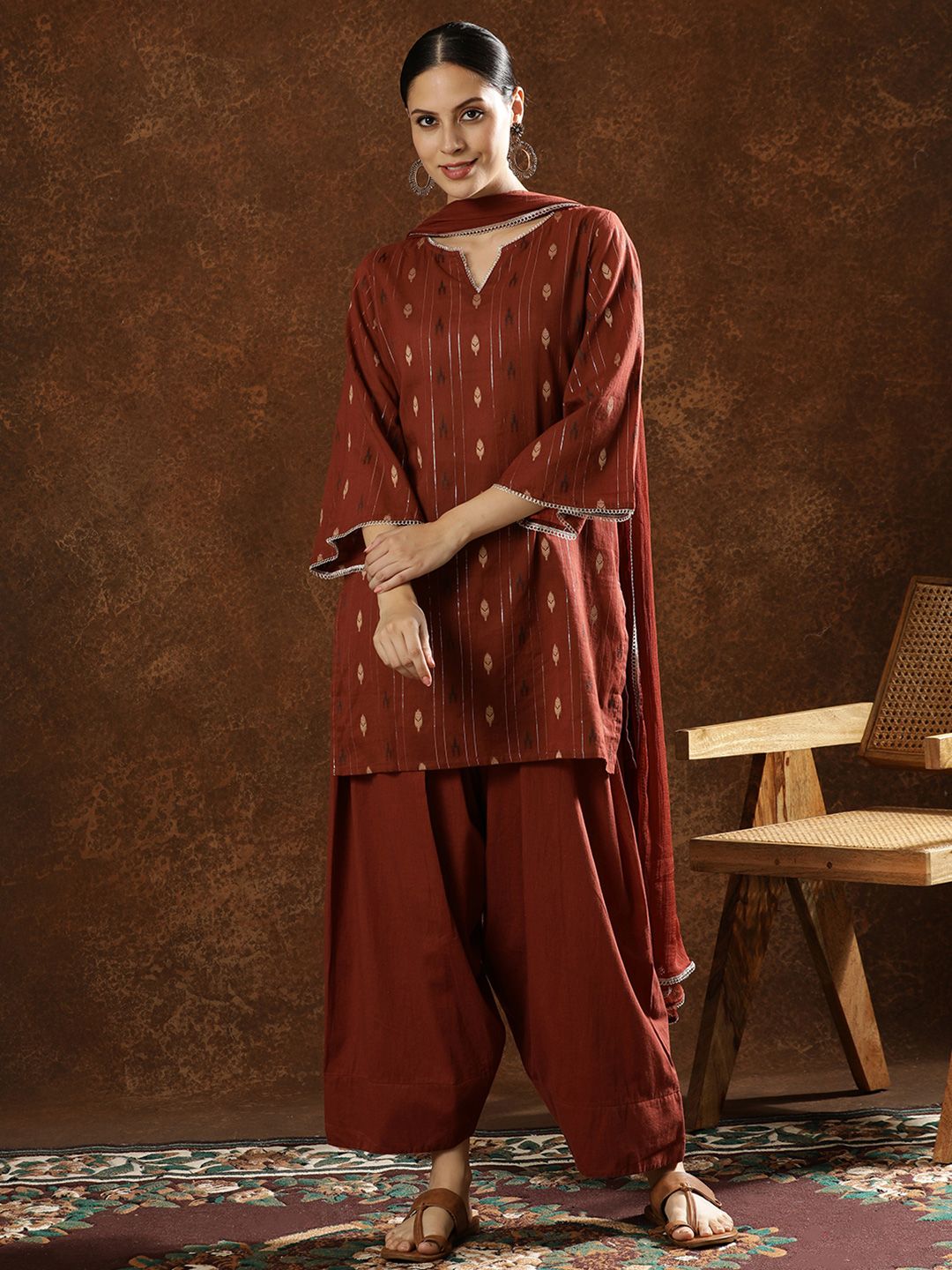 Anouk Women Printed Regular Pure Cotton Kurta Farshi Salwar with Dupatta