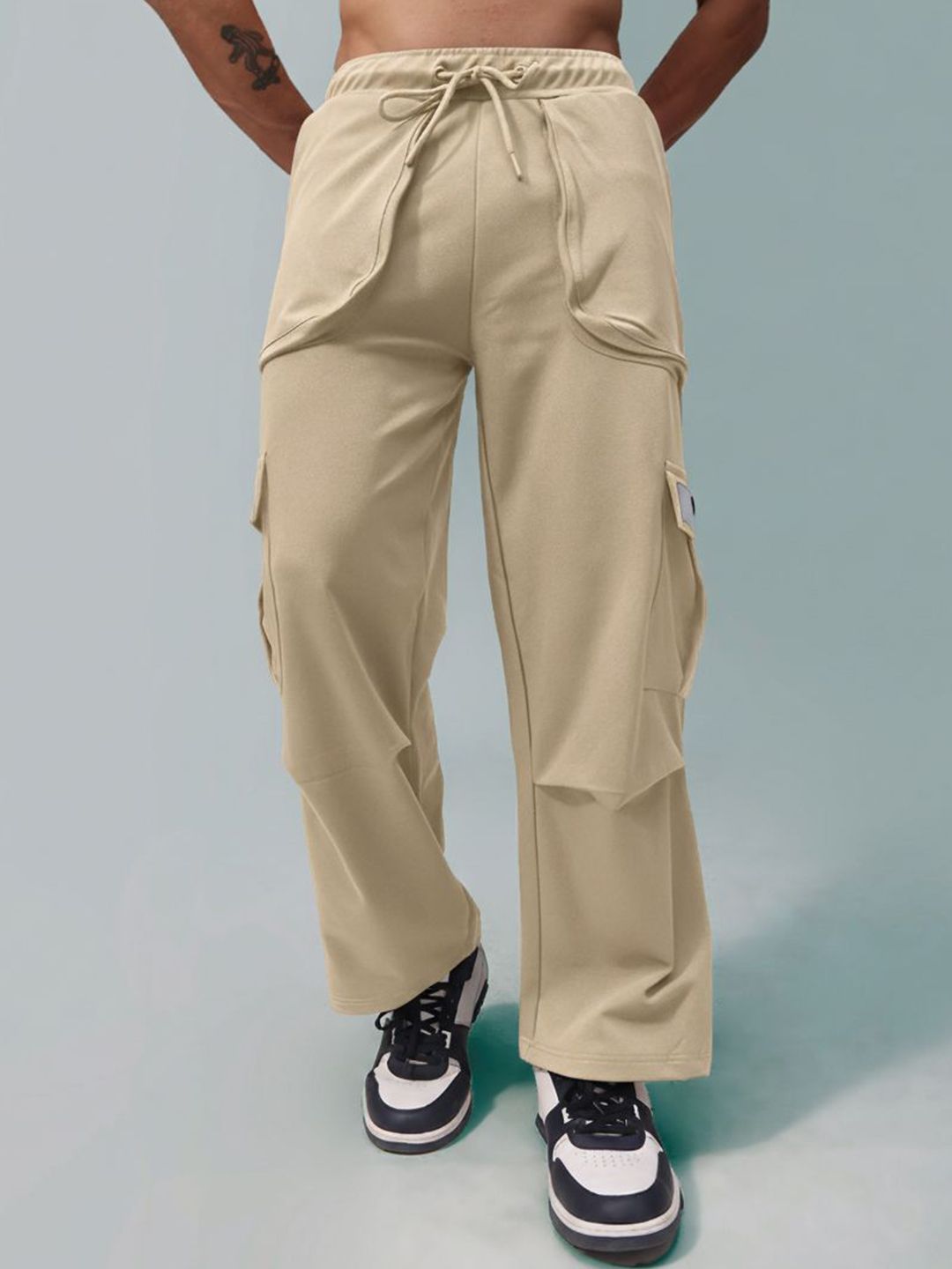 MADSTO Men Baggy Fit Mid Rise Cargos Track Pants