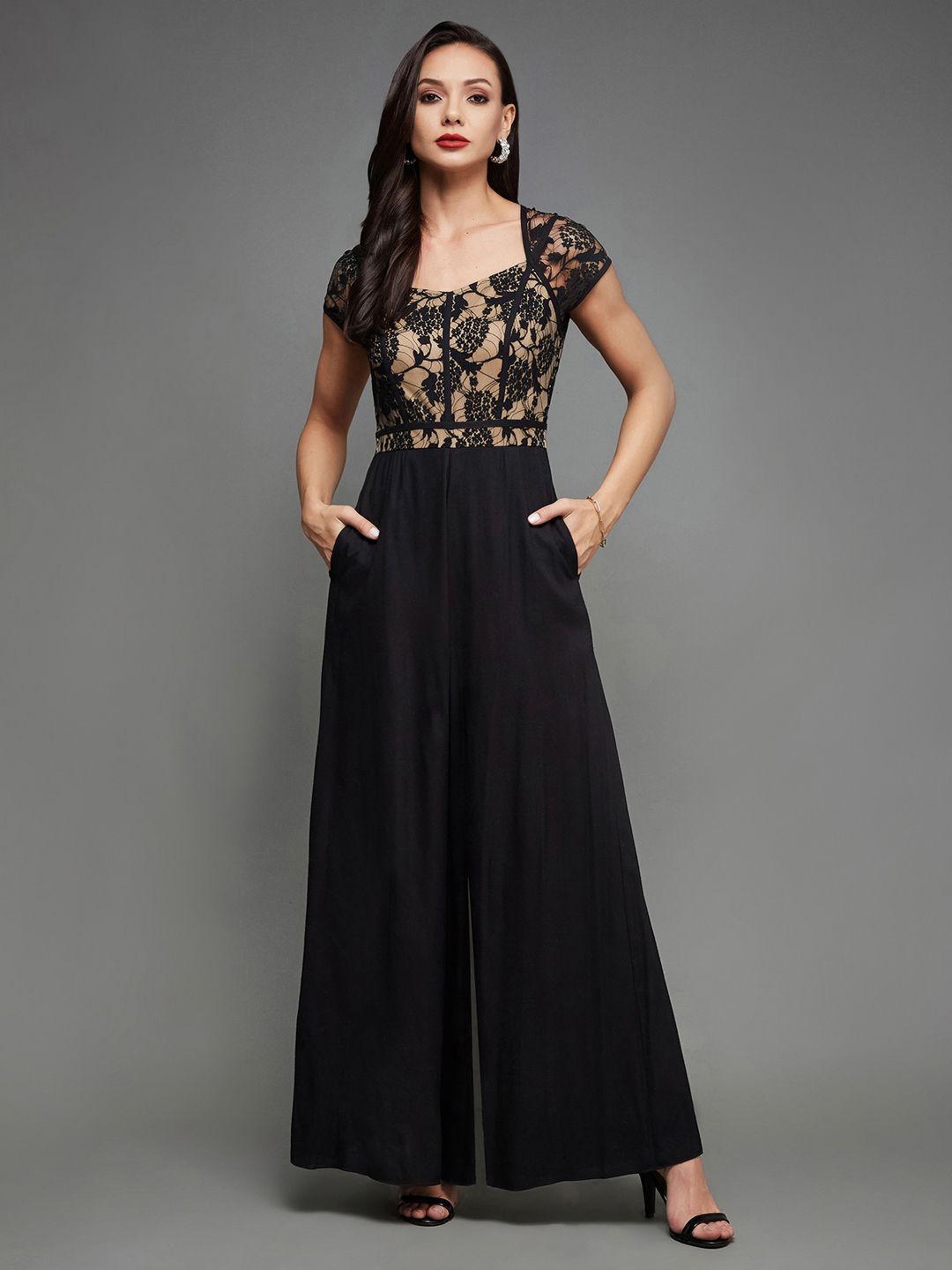 Women's Sweetheart Neck Raglan Sleeve Floral Regular Length Jumpsuit