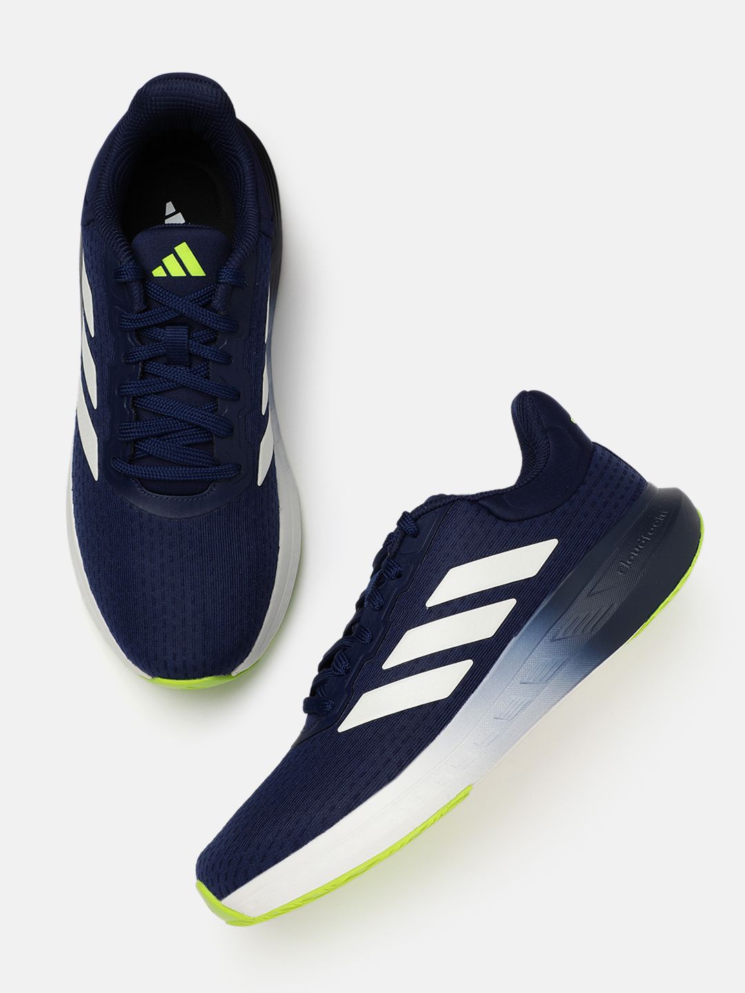 ADIDAS Men Woven Design Round-Toe Aero Vortex Glide Running Shoes with Striped Detail