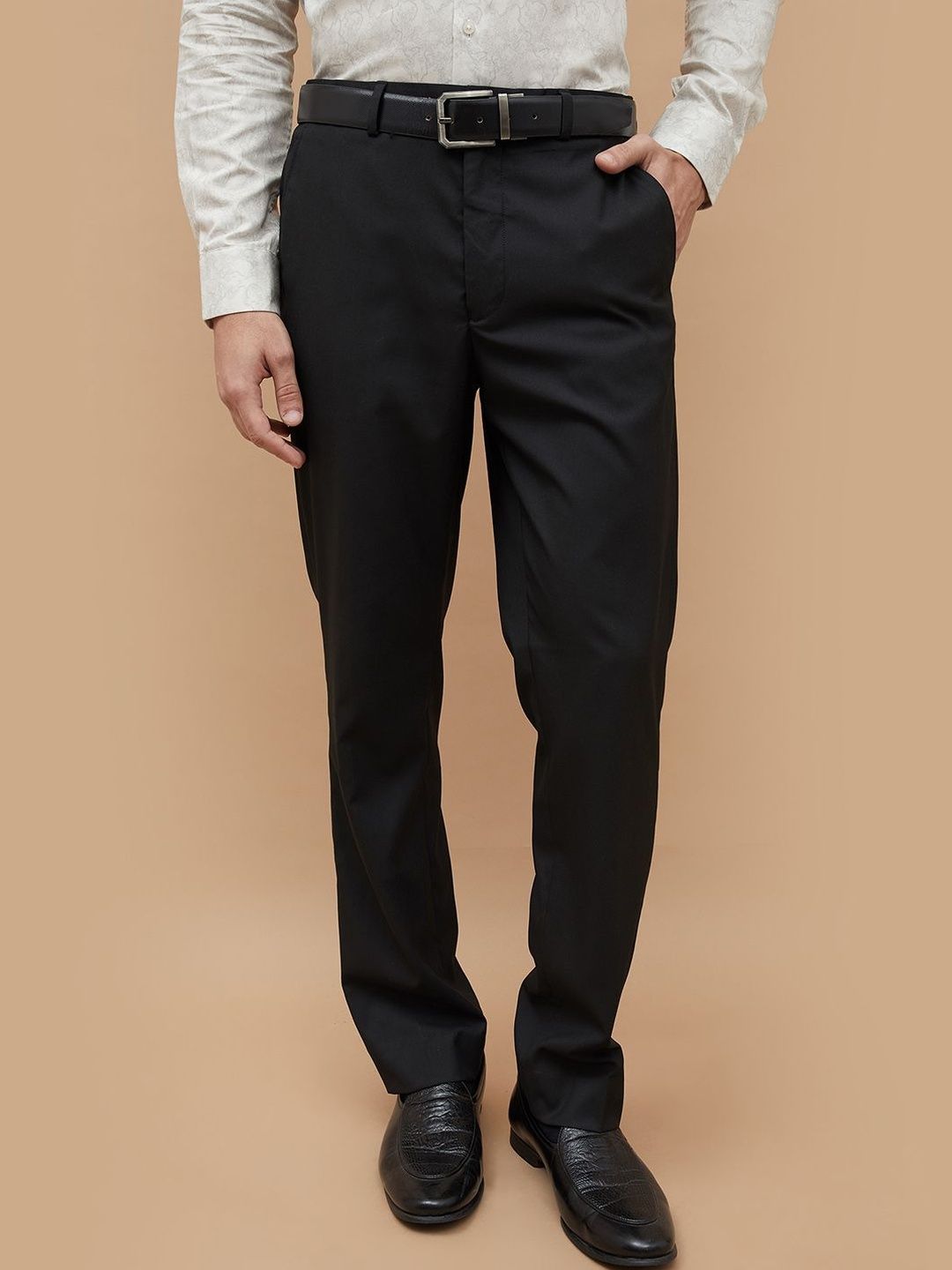 CODE by Lifestyle Men Textured Regular Fit Formal Trousers