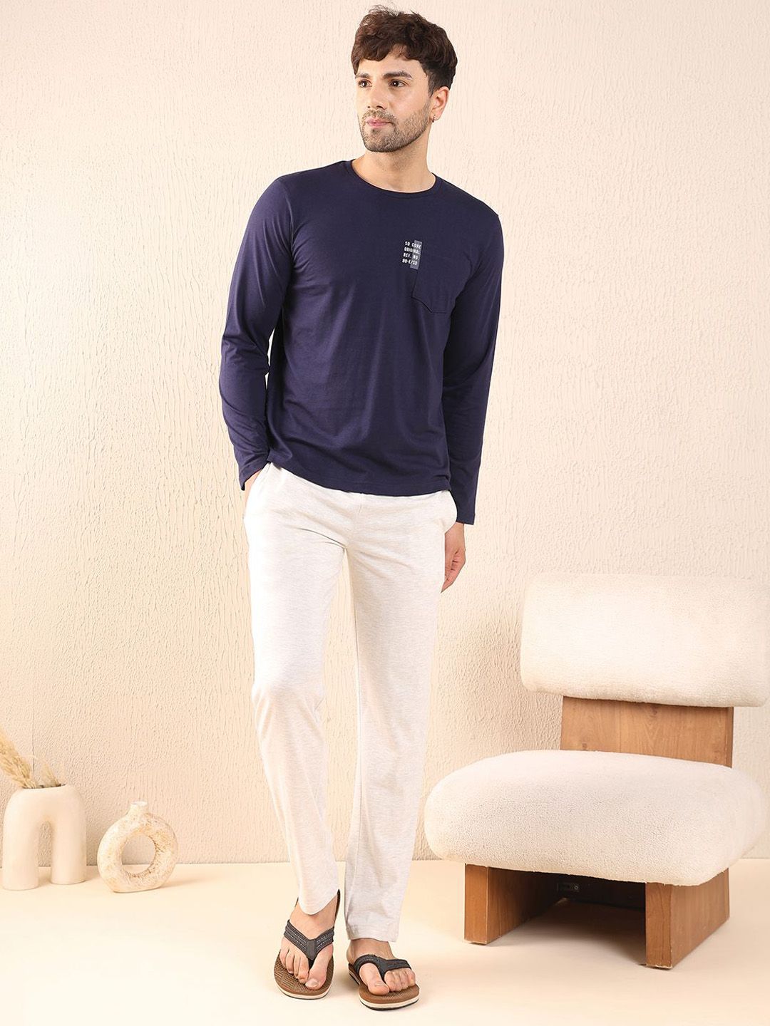 Sweet Dreams Men Round Neck Long Sleeves Night suit