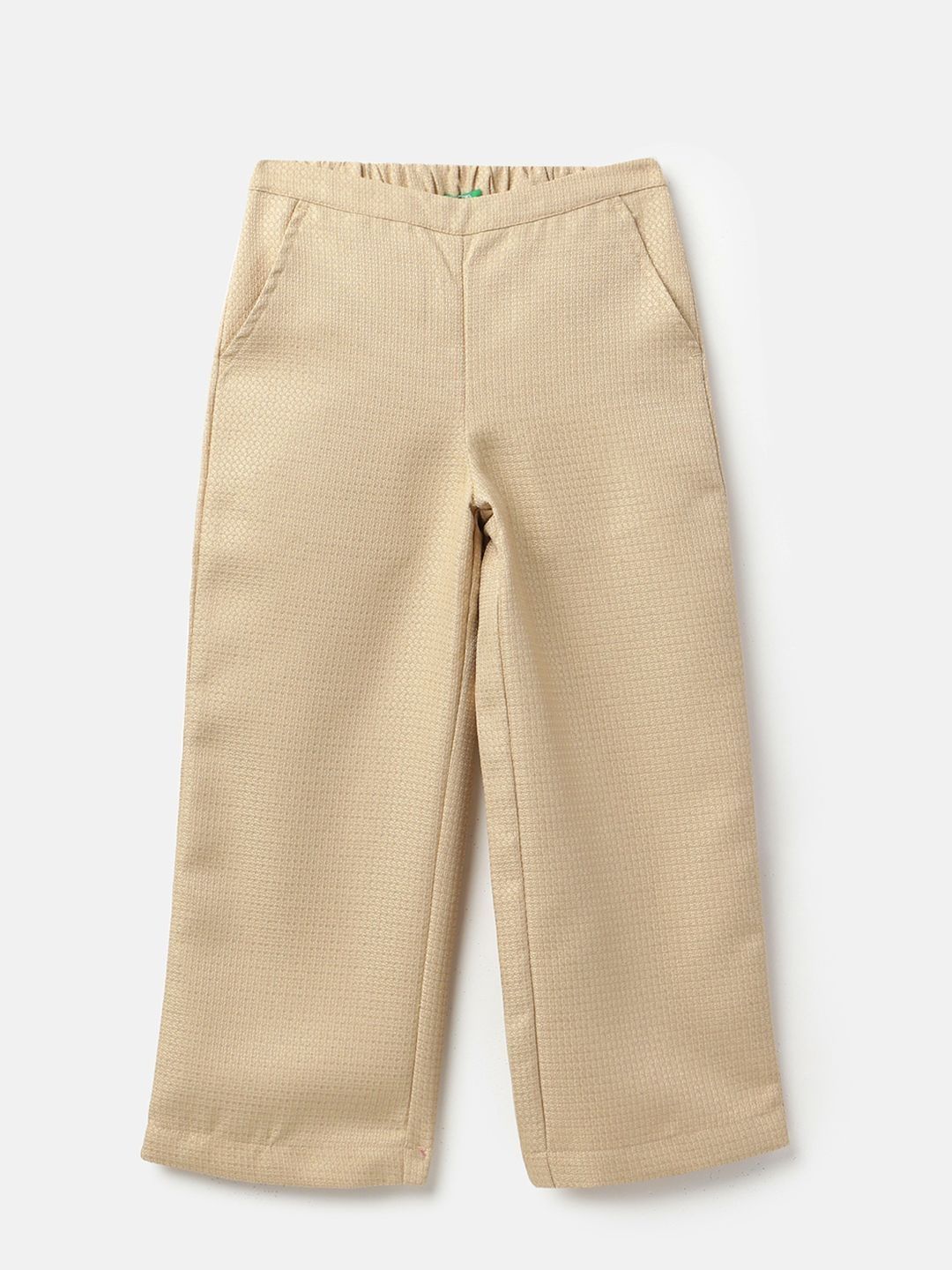 United Colors of Benetton Girls Textured Mid-Rise Wide Leg Trousers