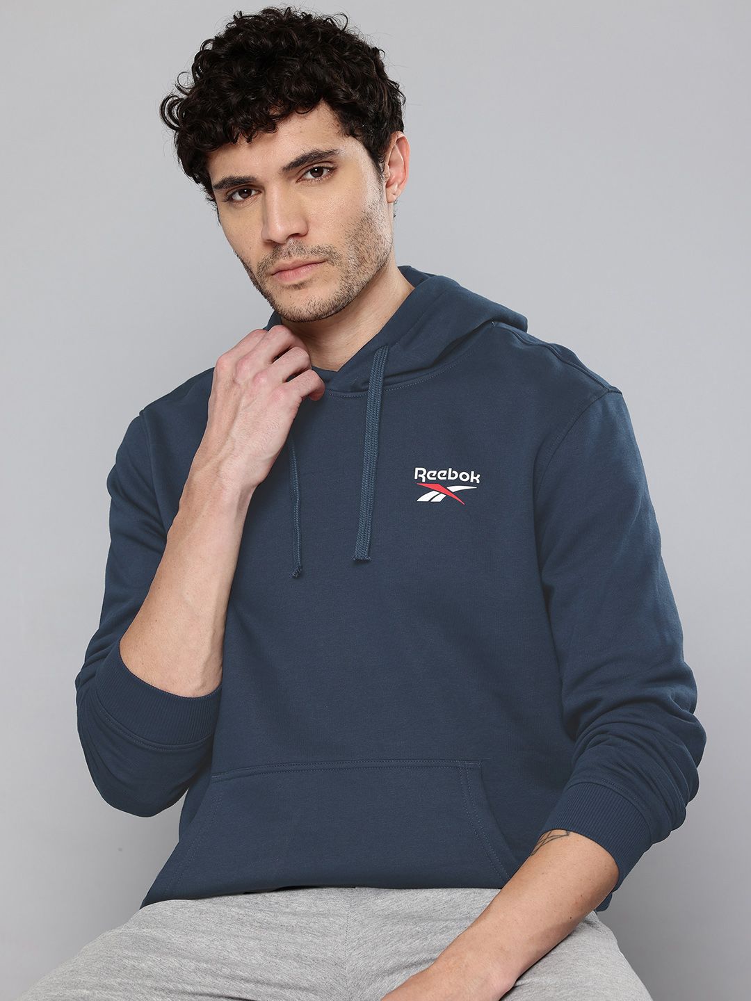 Reebok Brand Logo Print Hooded Sweatshirt