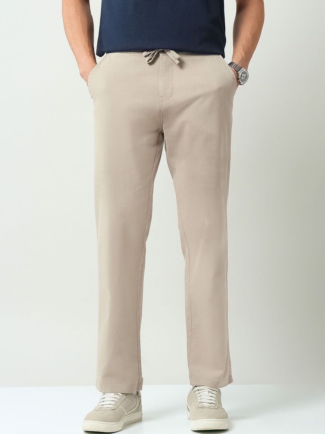 AD By Arvind Men Smart Slim Fit Mid-Rise Trouser
