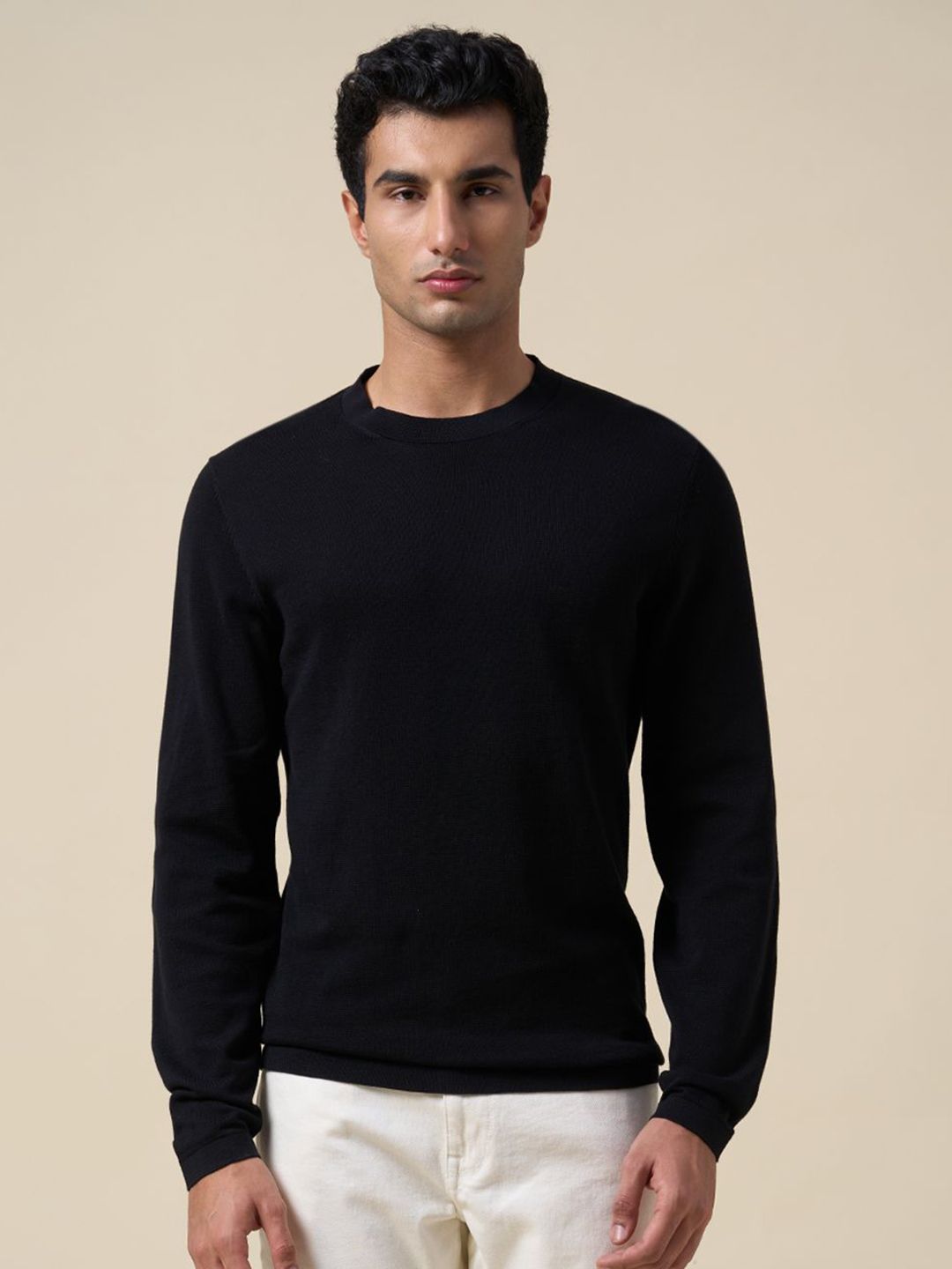 SELECTED Men Round Neck Long Sleeves Cotton Pullover Sweaters