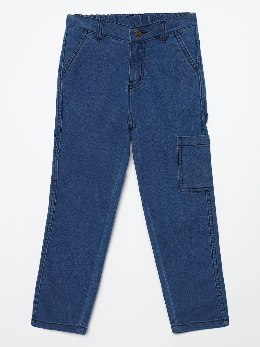 GUTI Girls Regular Fit Low-Rise Clean Look Cargo Styles Stretchable Jeans