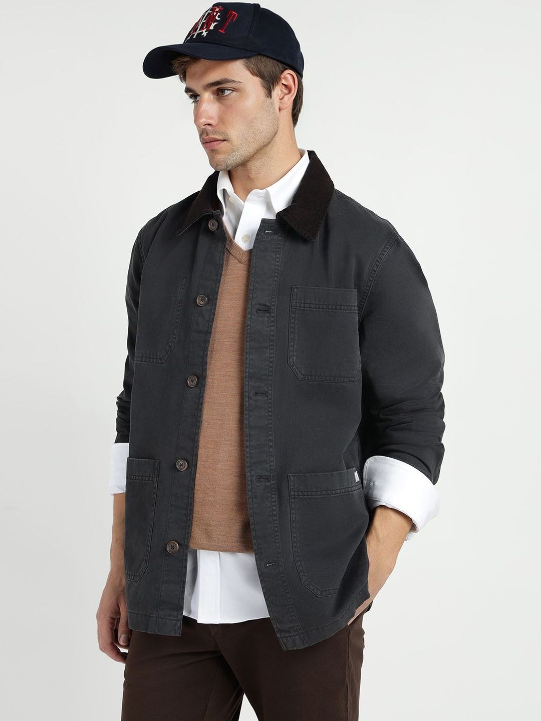Buy GANT Men Stand Collar Colourblocked Casual Varsity Jacket