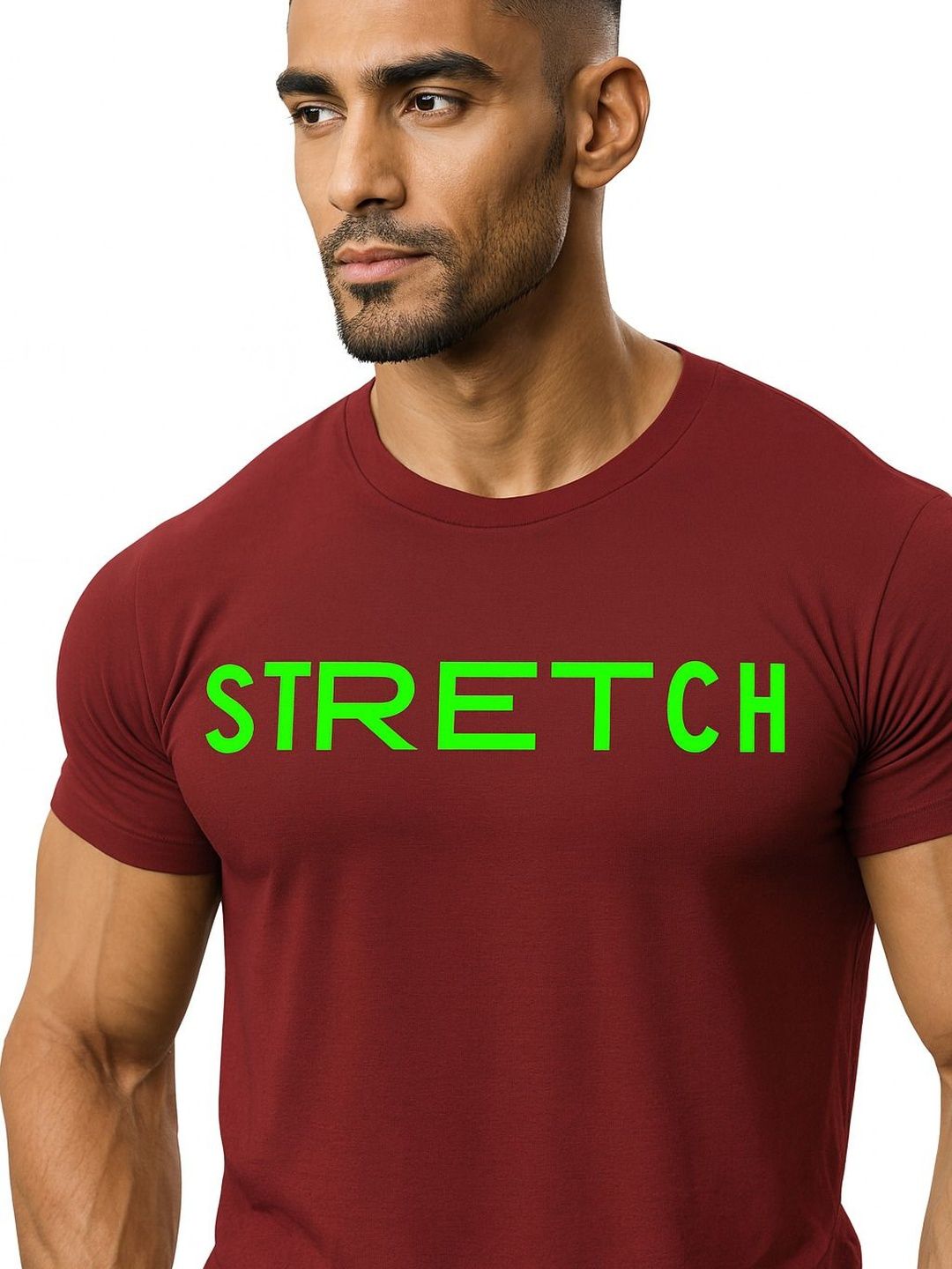 3Colors Typography Printed Round Neck Moisture Wicking Muscle Fit T-shirt