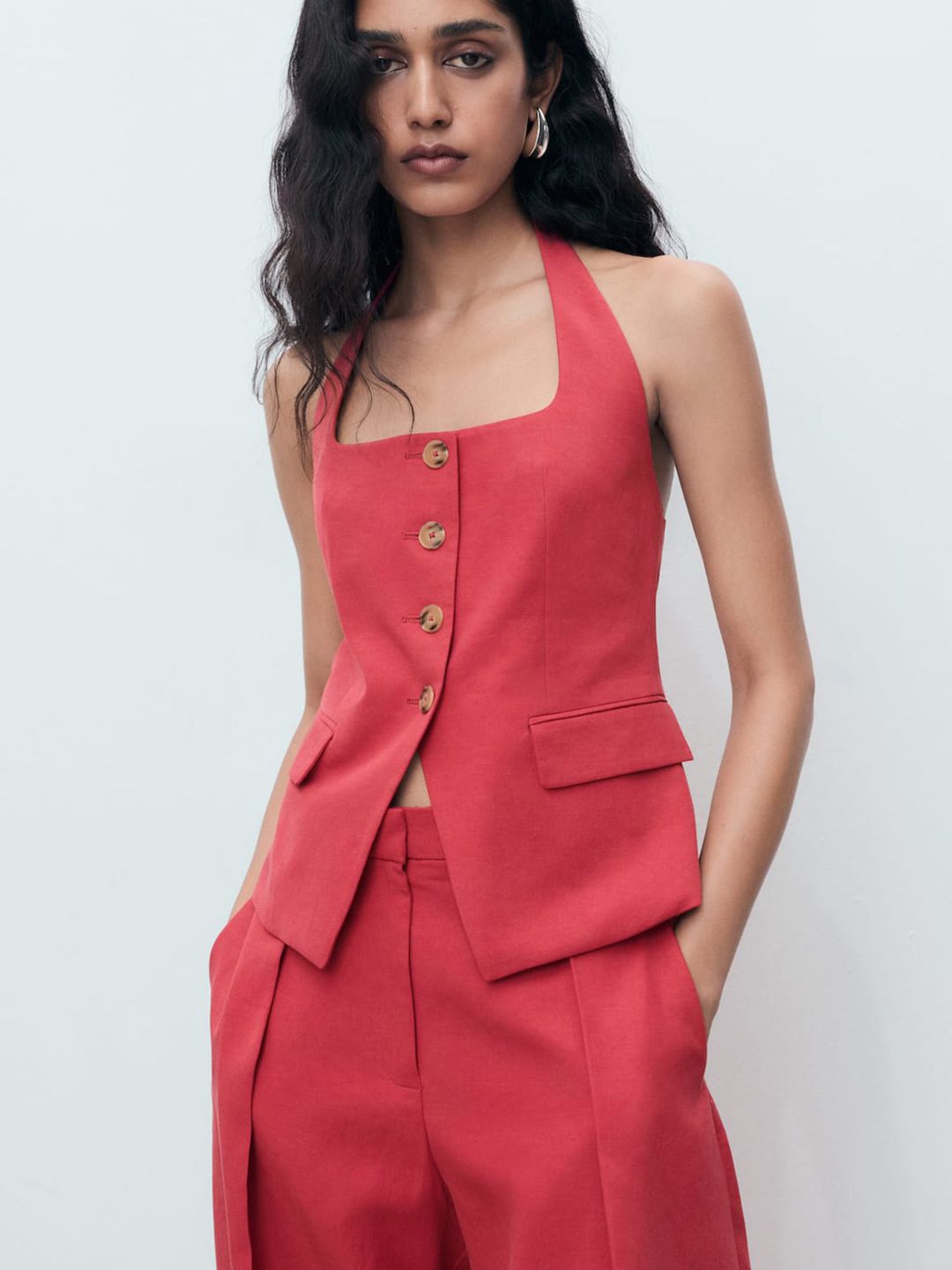 Halter Neck Button Down Waistcoat
